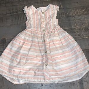 Final Sale Max‎ Studio Kids Pink Striped Metallic Cotton Dress 2T Open Back